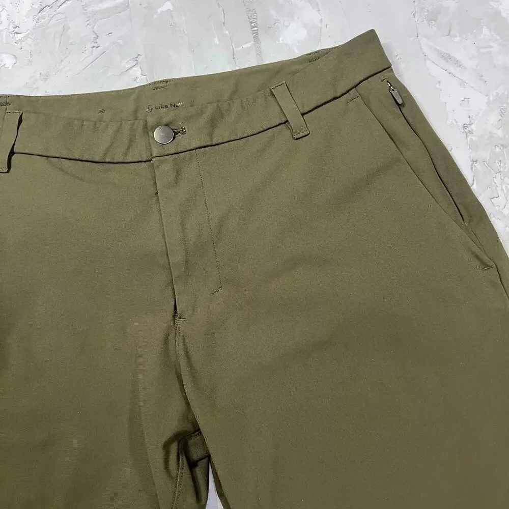 Lululemon Commission Pant MENS 33x26 SHORT Olive Green ABC Chino RUNS SMALL